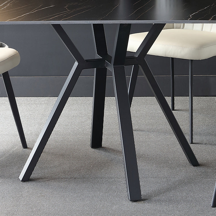 Square Shape Industrial Dining Table Black Fixed Table with Sintered Stone Clearhalo ' dining_table' 'Dining Tables & Seating' 'Dining Tables' 'furn' 'furn_dining_table' 'Furniture' 'furniture_dining_table' 'Kitchen & Dining Furniture' 'kitchen&dining_furn' 'kitchen' 'kitchen_dining_table' 3994284