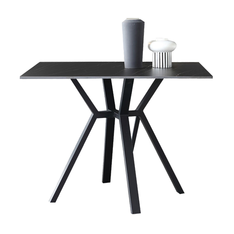 Square Shape Industrial Dining Table Black Fixed Table with Sintered Stone Without Chairs Clearhalo ' dining_table' 'Dining Tables & Seating' 'Dining Tables' 'furn' 'furn_dining_table' 'Furniture' 'furniture_dining_table' 'Kitchen & Dining Furniture' 'kitchen&dining_furn' 'kitchen' 'kitchen_dining_table' 3994285