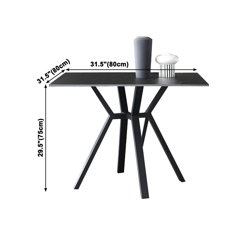 Square Shape Industrial Dining Table Black Fixed Table with Sintered Stone Clearhalo ' dining_table' 'Dining Tables & Seating' 'Dining Tables' 'furn' 'furn_dining_table' 'Furniture' 'furniture_dining_table' 'Kitchen & Dining Furniture' 'kitchen&dining_furn' 'kitchen' 'kitchen_dining_table' 3994289