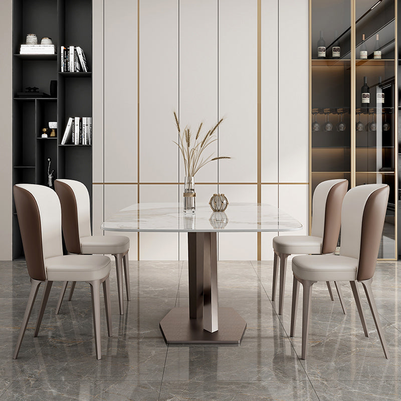 Metal Traditional Luxury Rectangle Table Sintered Stone Dining Table for Kitchen and Dining Room Clearhalo ' dining_table' 'Dining Tables & Seating' 'Dining Tables' 'furn' 'furn_dining_table' 'Furniture' 'furniture_dining_table' 'Kitchen & Dining Furniture' 'kitchen&dining_furn' 'kitchen' 'kitchen_dining_table' 3994293