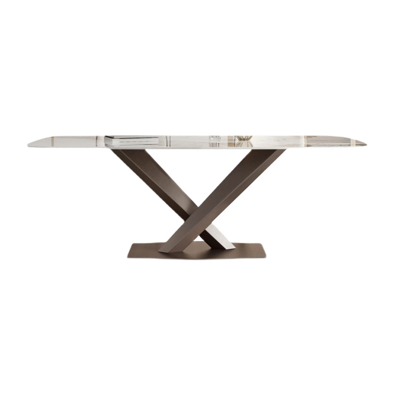 Metal Traditional Luxury Rectangle Table Sintered Stone Dining Table for Kitchen and Dining Room Without Chairs Clearhalo ' dining_table' 'Dining Tables & Seating' 'Dining Tables' 'furn' 'furn_dining_table' 'Furniture' 'furniture_dining_table' 'Kitchen & Dining Furniture' 'kitchen&dining_furn' 'kitchen' 'kitchen_dining_table' 3994294