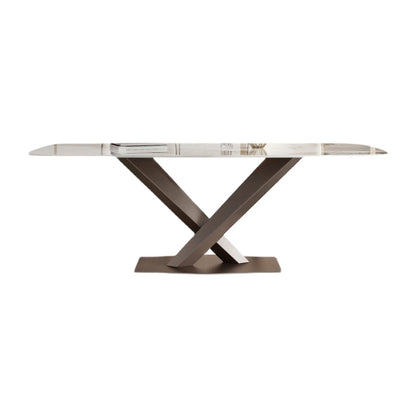 Metal Traditional Luxury Rectangle Table Sintered Stone Dining Table for Kitchen and Dining Room Without Chairs Clearhalo ' dining_table' 'Dining Tables & Seating' 'Dining Tables' 'furn' 'furn_dining_table' 'Furniture' 'furniture_dining_table' 'Kitchen & Dining Furniture' 'kitchen&dining_furn' 'kitchen' 'kitchen_dining_table' 3994294
