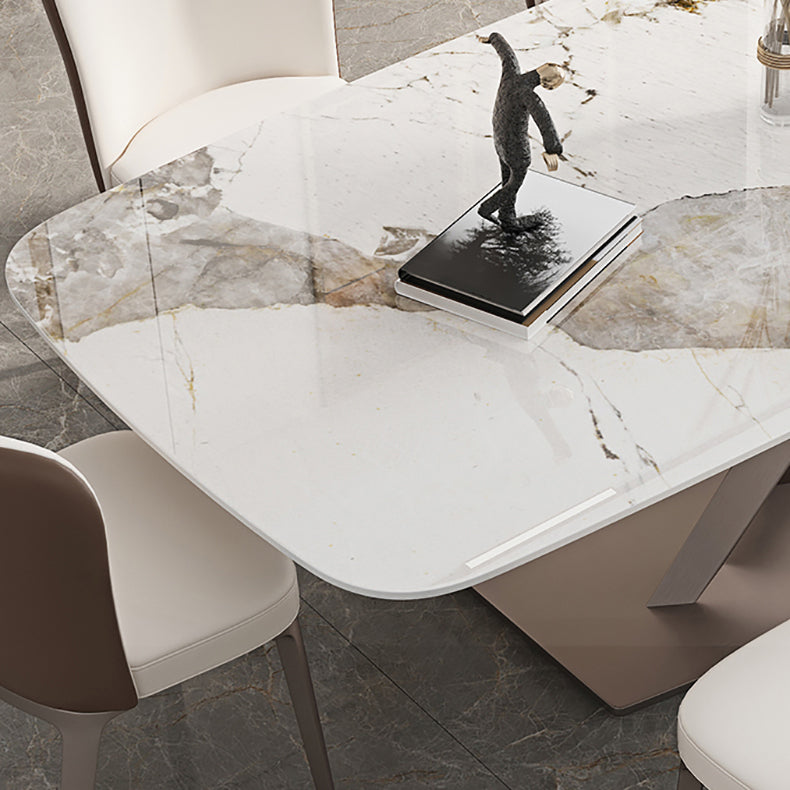 Metal Traditional Luxury Rectangle Table Sintered Stone Dining Table for Kitchen and Dining Room Clearhalo ' dining_table' 'Dining Tables & Seating' 'Dining Tables' 'furn' 'furn_dining_table' 'Furniture' 'furniture_dining_table' 'Kitchen & Dining Furniture' 'kitchen&dining_furn' 'kitchen' 'kitchen_dining_table' 3994296