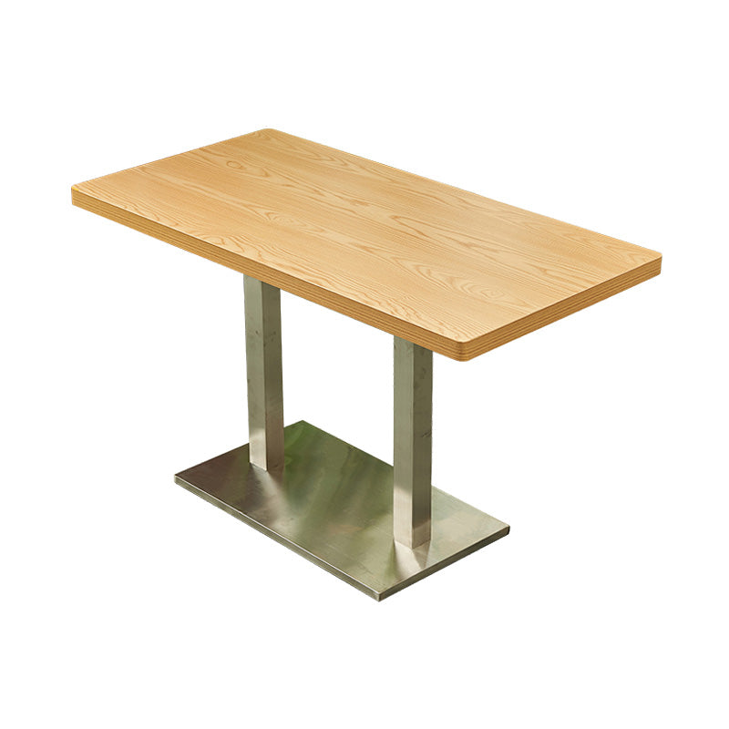 Solid Wooden Table Industrial Dining Table with Metal Pedestal Base Rectangle Silver Without Chairs Clearhalo ' dining_table' 'Dining Tables & Seating' 'Dining Tables' 'furn' 'furn_dining_table' 'Furniture' 'furniture_dining_table' 'Kitchen & Dining Furniture' 'kitchen&dining_furn' 'kitchen' 'kitchen_dining_table' 3994336