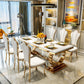 Traditional Luxury Marble Dining Table Rectangle Table with Gold Metal Base Clearhalo ' dining_table' 'Dining Tables & Seating' 'Dining Tables' 'furn' 'furn_dining_table' 'Furniture' 'furniture_dining_table' 'Kitchen & Dining Furniture' 'kitchen&dining_furn' 'kitchen' 'kitchen_dining_table' 3994343