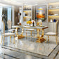 Traditional Luxury Marble Dining Table Rectangle Table with Gold Metal Base Clearhalo ' dining_table' 'Dining Tables & Seating' 'Dining Tables' 'furn' 'furn_dining_table' 'Furniture' 'furniture_dining_table' 'Kitchen & Dining Furniture' 'kitchen&dining_furn' 'kitchen' 'kitchen_dining_table' 3994344