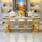 Traditional Luxury Marble Dining Table Rectangle Table with Gold Metal Base Clearhalo ' dining_table' 'Dining Tables & Seating' 'Dining Tables' 'furn' 'furn_dining_table' 'Furniture' 'furniture_dining_table' 'Kitchen & Dining Furniture' 'kitchen&dining_furn' 'kitchen' 'kitchen_dining_table' 3994346