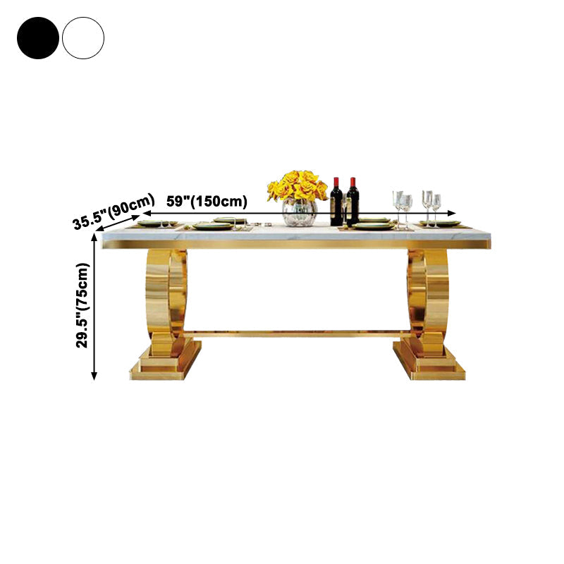 Traditional Luxury Marble Dining Table Rectangle Table with Gold Metal Base Clearhalo ' dining_table' 'Dining Tables & Seating' 'Dining Tables' 'furn' 'furn_dining_table' 'Furniture' 'furniture_dining_table' 'Kitchen & Dining Furniture' 'kitchen&dining_furn' 'kitchen' 'kitchen_dining_table' 3994350