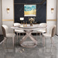 Sintered Stone Top Rotatable Round Table for Restaurant Modern Dining Table with Pedestal Base Clearhalo ' dining_table' 'Dining Tables & Seating' 'Dining Tables' 'furn' 'furn_dining_table' 'Furniture' 'furniture_dining_table' 'Kitchen & Dining Furniture' 'kitchen&dining_furn' 'kitchen' 'kitchen_dining_table' 3994355