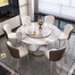 Sintered Stone Top Rotatable Round Table for Restaurant Modern Dining Table with Pedestal Base Clearhalo ' dining_table' 'Dining Tables & Seating' 'Dining Tables' 'furn' 'furn_dining_table' 'Furniture' 'furniture_dining_table' 'Kitchen & Dining Furniture' 'kitchen&dining_furn' 'kitchen' 'kitchen_dining_table' 3994356