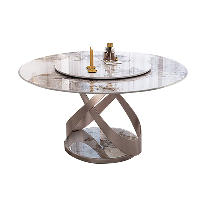 Sintered Stone Top Rotatable Round Table for Restaurant Modern Dining Table with Pedestal Base Without Chairs Clearhalo ' dining_table' 'Dining Tables & Seating' 'Dining Tables' 'furn' 'furn_dining_table' 'Furniture' 'furniture_dining_table' 'Kitchen & Dining Furniture' 'kitchen&dining_furn' 'kitchen' 'kitchen_dining_table' 3994358