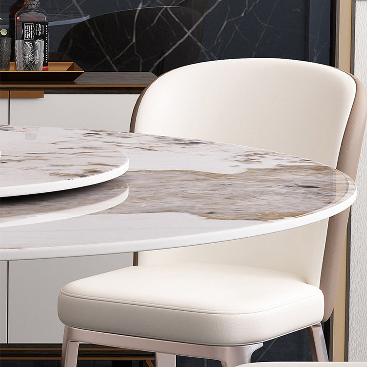 Sintered Stone Top Rotatable Round Table for Restaurant Modern Dining Table with Pedestal Base Clearhalo ' dining_table' 'Dining Tables & Seating' 'Dining Tables' 'furn' 'furn_dining_table' 'Furniture' 'furniture_dining_table' 'Kitchen & Dining Furniture' 'kitchen&dining_furn' 'kitchen' 'kitchen_dining_table' 3994359