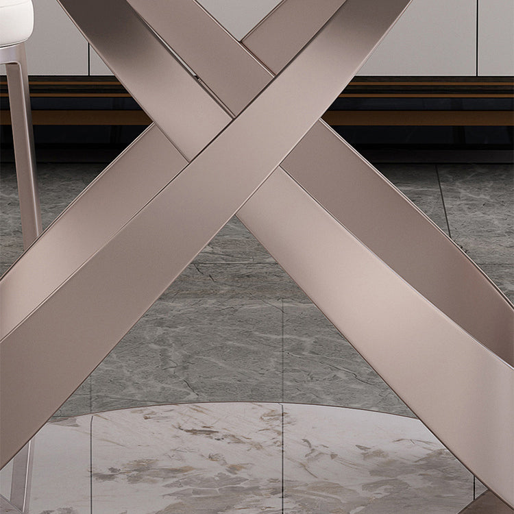 Sintered Stone Top Rotatable Round Table for Restaurant Modern Dining Table with Pedestal Base Clearhalo ' dining_table' 'Dining Tables & Seating' 'Dining Tables' 'furn' 'furn_dining_table' 'Furniture' 'furniture_dining_table' 'Kitchen & Dining Furniture' 'kitchen&dining_furn' 'kitchen' 'kitchen_dining_table' 3994360