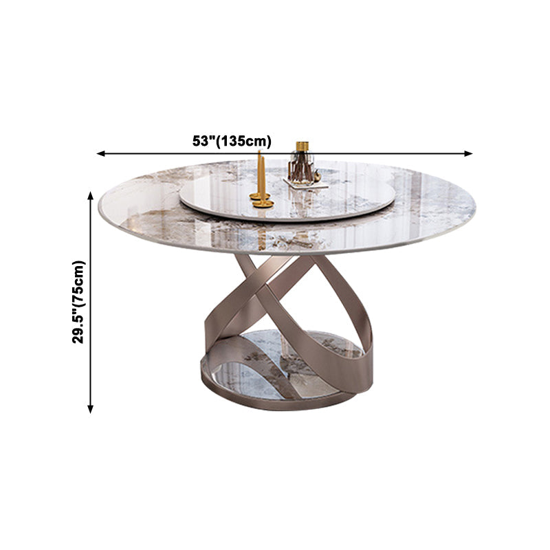 Sintered Stone Top Rotatable Round Table for Restaurant Modern Dining Table with Pedestal Base Clearhalo ' dining_table' 'Dining Tables & Seating' 'Dining Tables' 'furn' 'furn_dining_table' 'Furniture' 'furniture_dining_table' 'Kitchen & Dining Furniture' 'kitchen&dining_furn' 'kitchen' 'kitchen_dining_table' 3994364