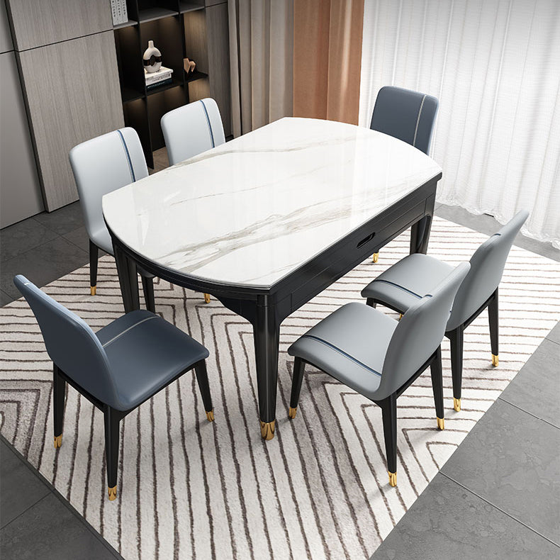 Sintered Stone Extendable Round Table for Restaurant Modern Dining Table with 4 Legs Clearhalo ' dining_table' 'Dining Tables & Seating' 'Dining Tables' 'furn' 'furn_dining_table' 'Furniture' 'furniture_dining_table' 'Kitchen & Dining Furniture' 'kitchen&dining_furn' 'kitchen' 'kitchen_dining_table' 3994378