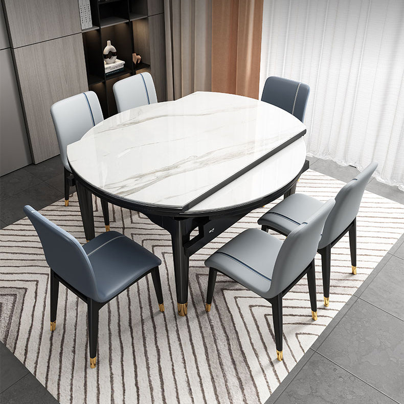 Sintered Stone Extendable Round Table for Restaurant Modern Dining Table with 4 Legs Clearhalo ' dining_table' 'Dining Tables & Seating' 'Dining Tables' 'furn' 'furn_dining_table' 'Furniture' 'furniture_dining_table' 'Kitchen & Dining Furniture' 'kitchen&dining_furn' 'kitchen' 'kitchen_dining_table' 3994379