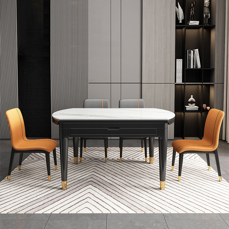 Sintered Stone Extendable Round Table for Restaurant Modern Dining Table with 4 Legs Clearhalo ' dining_table' 'Dining Tables & Seating' 'Dining Tables' 'furn' 'furn_dining_table' 'Furniture' 'furniture_dining_table' 'Kitchen & Dining Furniture' 'kitchen&dining_furn' 'kitchen' 'kitchen_dining_table' 3994380