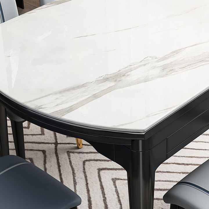 Sintered Stone Extendable Round Table for Restaurant Modern Dining Table with 4 Legs Clearhalo ' dining_table' 'Dining Tables & Seating' 'Dining Tables' 'furn' 'furn_dining_table' 'Furniture' 'furniture_dining_table' 'Kitchen & Dining Furniture' 'kitchen&dining_furn' 'kitchen' 'kitchen_dining_table' 3994382