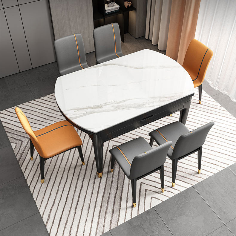 Sintered Stone Extendable Round Table for Restaurant Modern Dining Table with 4 Legs Clearhalo ' dining_table' 'Dining Tables & Seating' 'Dining Tables' 'furn' 'furn_dining_table' 'Furniture' 'furniture_dining_table' 'Kitchen & Dining Furniture' 'kitchen&dining_furn' 'kitchen' 'kitchen_dining_table' 3994384