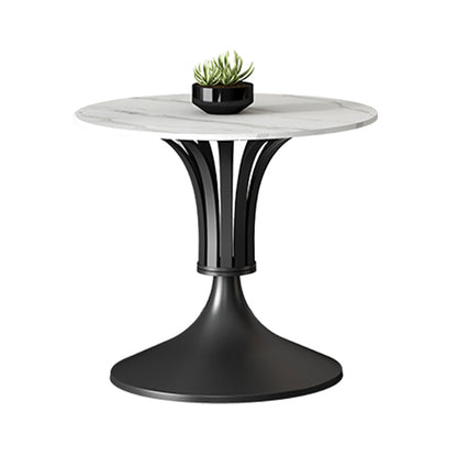 Sintered Stone Dining Table Luxury Style Single Pedestal Base Table for Dining Room Black Without Chairs Clearhalo ' dining_table' 'Dining Tables & Seating' 'Dining Tables' 'furn' 'furn_dining_table' 'Furniture' 'furniture_dining_table' 'Kitchen & Dining Furniture' 'kitchen&dining_furn' 'kitchen' 'kitchen_dining_table' 3994390