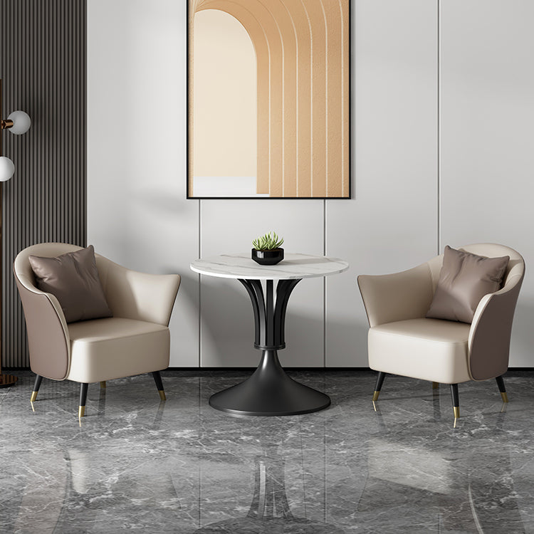 Sintered Stone Dining Table Luxury Style Single Pedestal Base Table for Dining Room Clearhalo ' dining_table' 'Dining Tables & Seating' 'Dining Tables' 'furn' 'furn_dining_table' 'Furniture' 'furniture_dining_table' 'Kitchen & Dining Furniture' 'kitchen&dining_furn' 'kitchen' 'kitchen_dining_table' 3994391