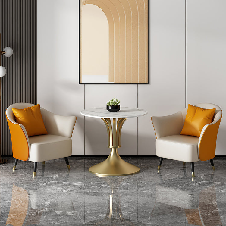 Sintered Stone Dining Table Luxury Style Single Pedestal Base Table for Dining Room Clearhalo ' dining_table' 'Dining Tables & Seating' 'Dining Tables' 'furn' 'furn_dining_table' 'Furniture' 'furniture_dining_table' 'Kitchen & Dining Furniture' 'kitchen&dining_furn' 'kitchen' 'kitchen_dining_table' 3994393