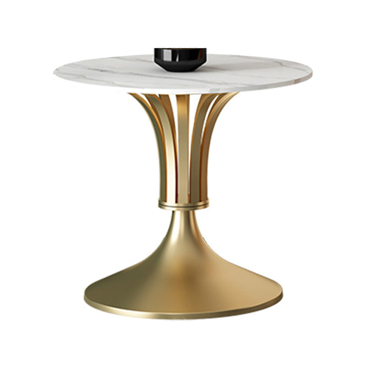 Sintered Stone Dining Table Luxury Style Single Pedestal Base Table for Dining Room Gold Without Chairs Clearhalo ' dining_table' 'Dining Tables & Seating' 'Dining Tables' 'furn' 'furn_dining_table' 'Furniture' 'furniture_dining_table' 'Kitchen & Dining Furniture' 'kitchen&dining_furn' 'kitchen' 'kitchen_dining_table' 3994394