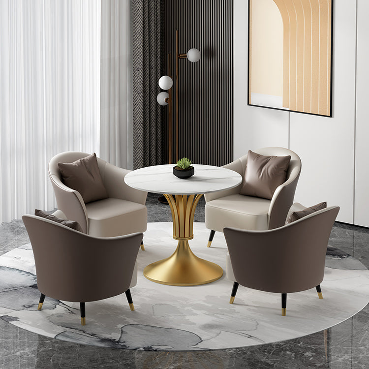 Sintered Stone Dining Table Luxury Style Single Pedestal Base Table for Dining Room Clearhalo ' dining_table' 'Dining Tables & Seating' 'Dining Tables' 'furn' 'furn_dining_table' 'Furniture' 'furniture_dining_table' 'Kitchen & Dining Furniture' 'kitchen&dining_furn' 'kitchen' 'kitchen_dining_table' 3994395