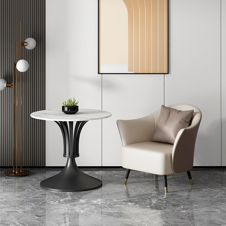 Sintered Stone Dining Table Luxury Style Single Pedestal Base Table for Dining Room Clearhalo ' dining_table' 'Dining Tables & Seating' 'Dining Tables' 'furn' 'furn_dining_table' 'Furniture' 'furniture_dining_table' 'Kitchen & Dining Furniture' 'kitchen&dining_furn' 'kitchen' 'kitchen_dining_table' 3994396