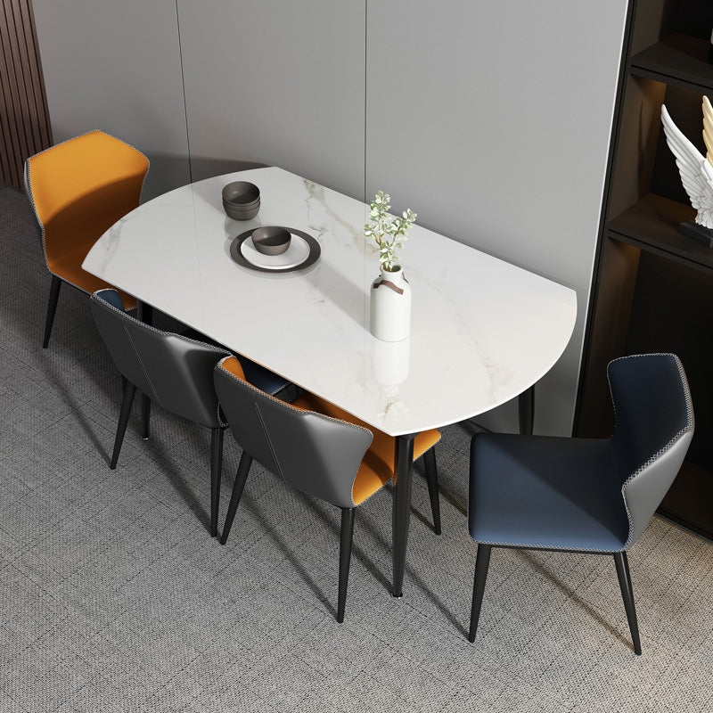 Sintered Stone Top Extendable Round Table for Restaurant Modern Dining Table in White with 4 Legs Clearhalo ' dining_table' 'Dining Tables & Seating' 'Dining Tables' 'furn' 'furn_dining_table' 'Furniture' 'furniture_dining_table' 'Kitchen & Dining Furniture' 'kitchen&dining_furn' 'kitchen' 'kitchen_dining_table' 3994403