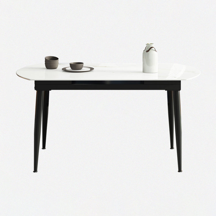 Sintered Stone Top Extendable Round Table for Restaurant Modern Dining Table in White with 4 Legs Without Chairs Clearhalo ' dining_table' 'Dining Tables & Seating' 'Dining Tables' 'furn' 'furn_dining_table' 'Furniture' 'furniture_dining_table' 'Kitchen & Dining Furniture' 'kitchen&dining_furn' 'kitchen' 'kitchen_dining_table' 3994406