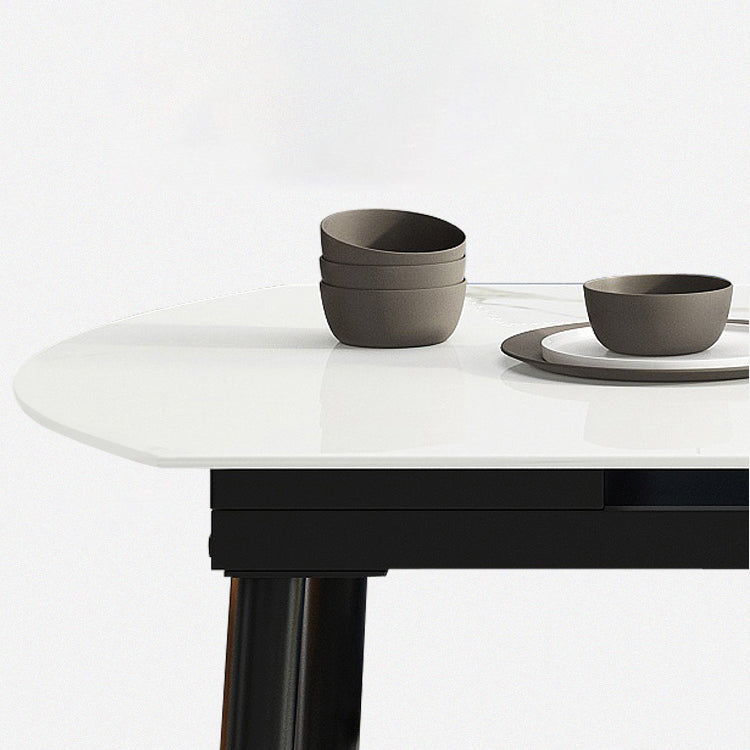 Sintered Stone Top Extendable Round Table for Restaurant Modern Dining Table in White with 4 Legs Clearhalo ' dining_table' 'Dining Tables & Seating' 'Dining Tables' 'furn' 'furn_dining_table' 'Furniture' 'furniture_dining_table' 'Kitchen & Dining Furniture' 'kitchen&dining_furn' 'kitchen' 'kitchen_dining_table' 3994408