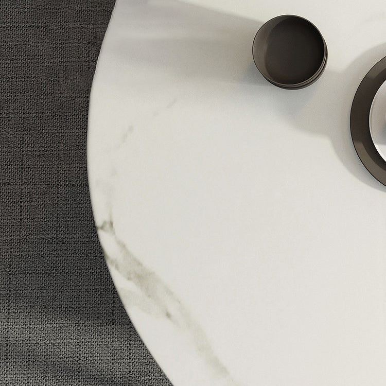 Sintered Stone Top Extendable Round Table for Restaurant Modern Dining Table in White with 4 Legs Clearhalo ' dining_table' 'Dining Tables & Seating' 'Dining Tables' 'furn' 'furn_dining_table' 'Furniture' 'furniture_dining_table' 'Kitchen & Dining Furniture' 'kitchen&dining_furn' 'kitchen' 'kitchen_dining_table' 3994409