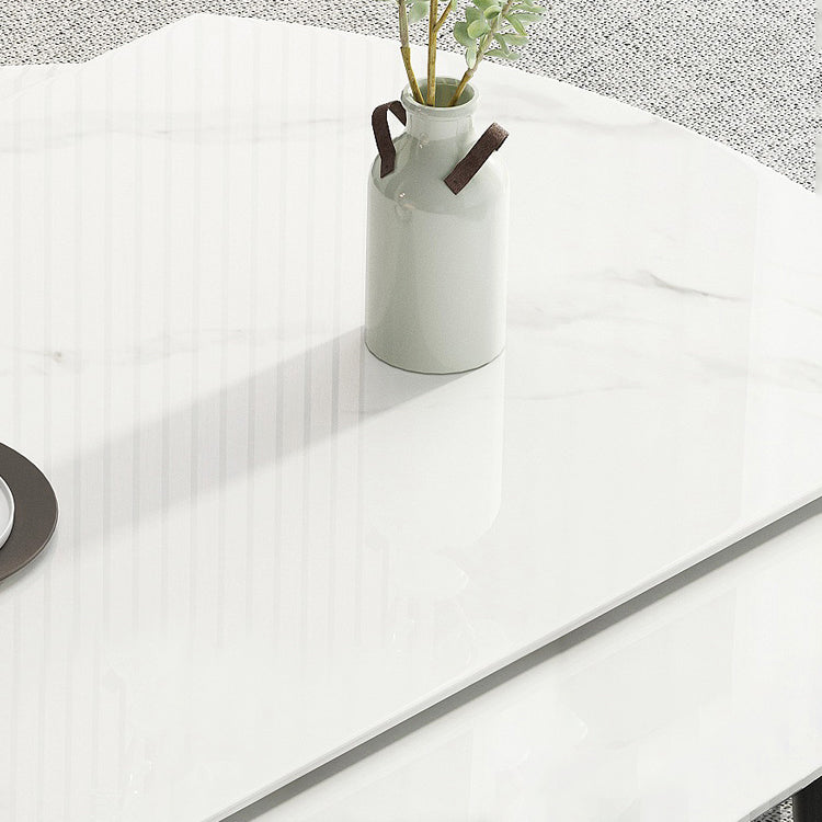 Sintered Stone Top Extendable Round Table for Restaurant Modern Dining Table in White with 4 Legs Clearhalo ' dining_table' 'Dining Tables & Seating' 'Dining Tables' 'furn' 'furn_dining_table' 'Furniture' 'furniture_dining_table' 'Kitchen & Dining Furniture' 'kitchen&dining_furn' 'kitchen' 'kitchen_dining_table' 3994410