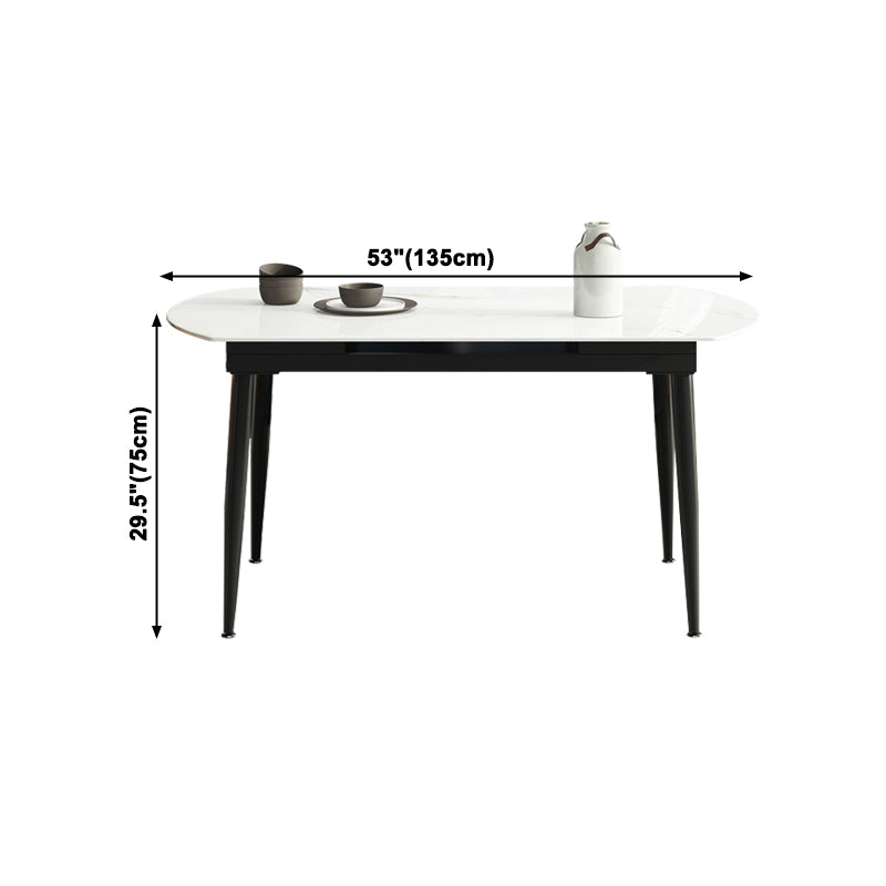 Sintered Stone Top Extendable Round Table for Restaurant Modern Dining Table in White with 4 Legs Clearhalo ' dining_table' 'Dining Tables & Seating' 'Dining Tables' 'furn' 'furn_dining_table' 'Furniture' 'furniture_dining_table' 'Kitchen & Dining Furniture' 'kitchen&dining_furn' 'kitchen' 'kitchen_dining_table' 3994415