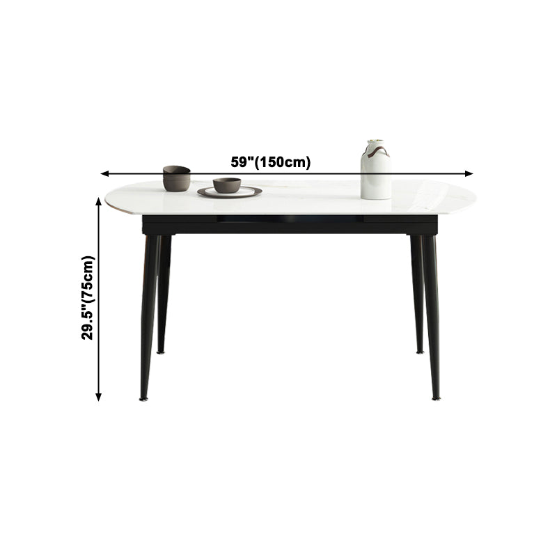 Sintered Stone Top Extendable Round Table for Restaurant Modern Dining Table in White with 4 Legs Clearhalo ' dining_table' 'Dining Tables & Seating' 'Dining Tables' 'furn' 'furn_dining_table' 'Furniture' 'furniture_dining_table' 'Kitchen & Dining Furniture' 'kitchen&dining_furn' 'kitchen' 'kitchen_dining_table' 3994416