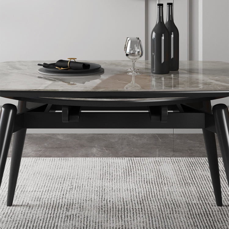 Sintered Stone Top Extendable Round Kitchen Table Modern Dining Table with 4 Legs Clearhalo ' dining_table' 'Dining Tables & Seating' 'Dining Tables' 'furn' 'furn_dining_table' 'Furniture' 'furniture_dining_table' 'Kitchen & Dining Furniture' 'kitchen&dining_furn' 'kitchen' 'kitchen_dining_table' 3994438