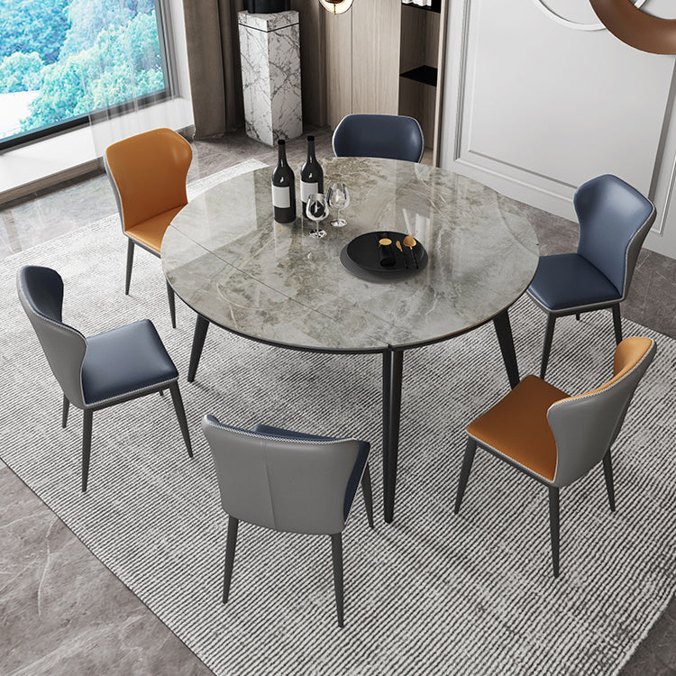 Sintered Stone Top Extendable Round Kitchen Table Modern Dining Table with 4 Legs Clearhalo ' dining_table' 'Dining Tables & Seating' 'Dining Tables' 'furn' 'furn_dining_table' 'Furniture' 'furniture_dining_table' 'Kitchen & Dining Furniture' 'kitchen&dining_furn' 'kitchen' 'kitchen_dining_table' 3994439