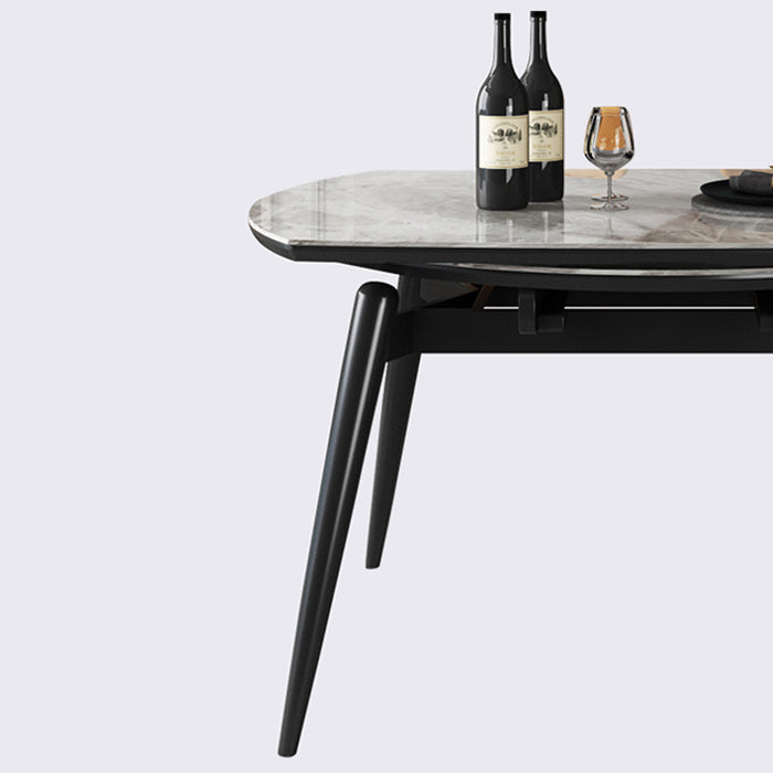 Sintered Stone Top Extendable Round Kitchen Table Modern Dining Table with 4 Legs Clearhalo ' dining_table' 'Dining Tables & Seating' 'Dining Tables' 'furn' 'furn_dining_table' 'Furniture' 'furniture_dining_table' 'Kitchen & Dining Furniture' 'kitchen&dining_furn' 'kitchen' 'kitchen_dining_table' 3994444