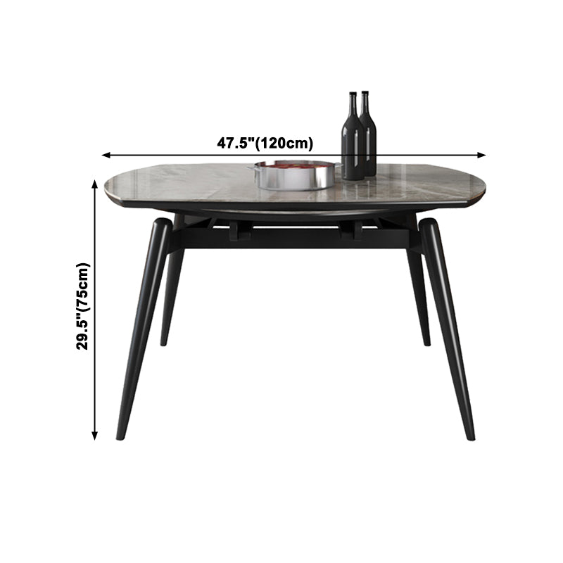 Sintered Stone Top Extendable Round Kitchen Table Modern Dining Table with 4 Legs Clearhalo ' dining_table' 'Dining Tables & Seating' 'Dining Tables' 'furn' 'furn_dining_table' 'Furniture' 'furniture_dining_table' 'Kitchen & Dining Furniture' 'kitchen&dining_furn' 'kitchen' 'kitchen_dining_table' 3994446