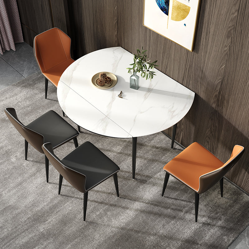 Simplicity Round Dining Table Sintered Stone Table with 4 Black Legs for Dining Room Clearhalo ' dining_table' 'Dining Tables & Seating' 'Dining Tables' 'furn' 'furn_dining_table' 'Furniture' 'furniture_dining_table' 'Kitchen & Dining Furniture' 'kitchen&dining_furn' 'kitchen' 'kitchen_dining_table' 3994450