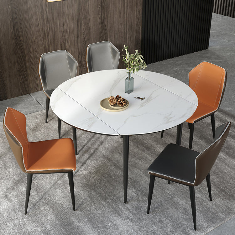 Simplicity Round Dining Table Sintered Stone Table with 4 Black Legs for Dining Room Clearhalo ' dining_table' 'Dining Tables & Seating' 'Dining Tables' 'furn' 'furn_dining_table' 'Furniture' 'furniture_dining_table' 'Kitchen & Dining Furniture' 'kitchen&dining_furn' 'kitchen' 'kitchen_dining_table' 3994455