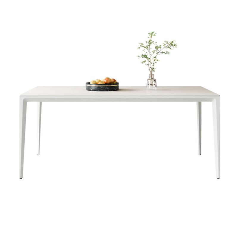 Simplicity Rectangle Dining Table Sintered Stone Table with 4 White Legs Clearhalo ' dining_table' 'Dining Tables & Seating' 'Dining Tables' 'Furniture' 'furniture_dining_table' 'Kitchen & Dining Furniture' 'kitchen&dining_furn' 'kitchen' 'kitchen_dining_table' 3994510