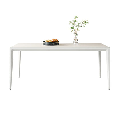 Simplicity Rectangle Dining Table Sintered Stone Table with 4 White Legs Clearhalo ' dining_table' 'Dining Tables & Seating' 'Dining Tables' 'Furniture' 'furniture_dining_table' 'Kitchen & Dining Furniture' 'kitchen&dining_furn' 'kitchen' 'kitchen_dining_table' 3994510