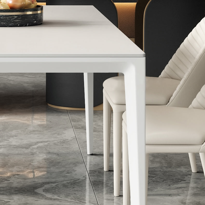 Simplicity Rectangle Dining Table Sintered Stone Table with 4 White Legs Clearhalo ' dining_table' 'Dining Tables & Seating' 'Dining Tables' 'Furniture' 'furniture_dining_table' 'Kitchen & Dining Furniture' 'kitchen&dining_furn' 'kitchen' 'kitchen_dining_table' 3994511