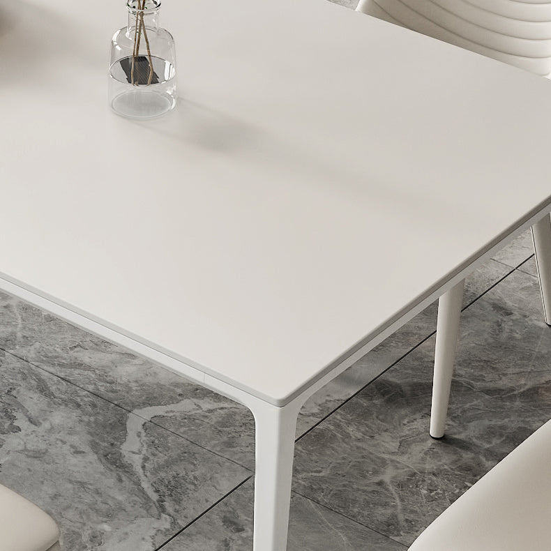 Simplicity Rectangle Dining Table Sintered Stone Table with 4 White Legs Clearhalo ' dining_table' 'Dining Tables & Seating' 'Dining Tables' 'Furniture' 'furniture_dining_table' 'Kitchen & Dining Furniture' 'kitchen&dining_furn' 'kitchen' 'kitchen_dining_table' 3994512