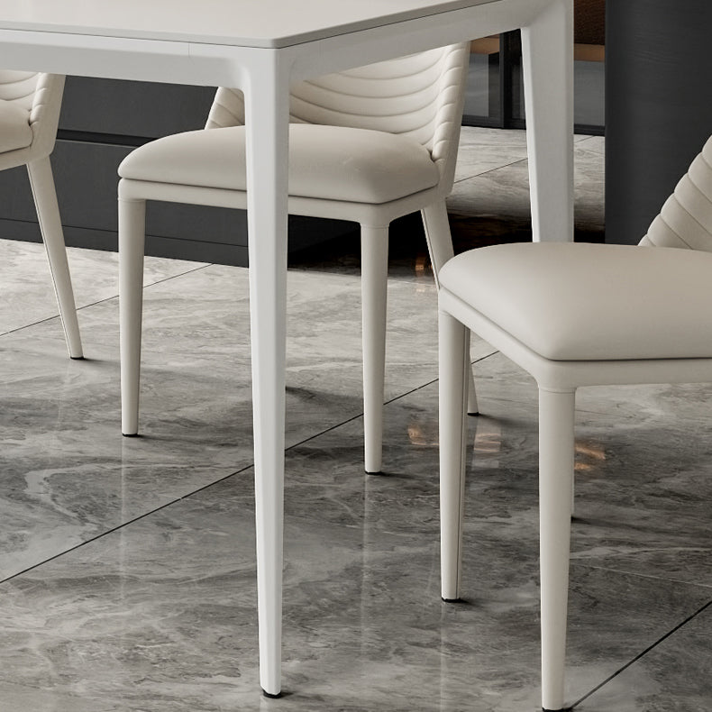 Simplicity Rectangle Dining Table Sintered Stone Table with 4 White Legs Clearhalo ' dining_table' 'Dining Tables & Seating' 'Dining Tables' 'Furniture' 'furniture_dining_table' 'Kitchen & Dining Furniture' 'kitchen&dining_furn' 'kitchen' 'kitchen_dining_table' 3994513