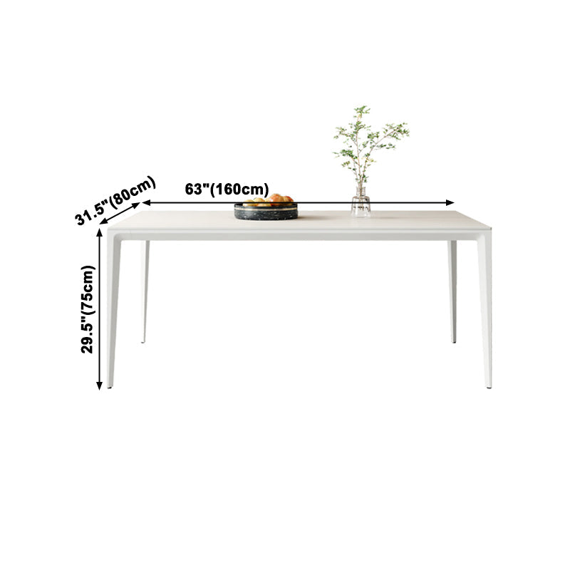 Simplicity Rectangle Dining Table Sintered Stone Table with 4 White Legs Clearhalo ' dining_table' 'Dining Tables & Seating' 'Dining Tables' 'Furniture' 'furniture_dining_table' 'Kitchen & Dining Furniture' 'kitchen&dining_furn' 'kitchen' 'kitchen_dining_table' 3994516