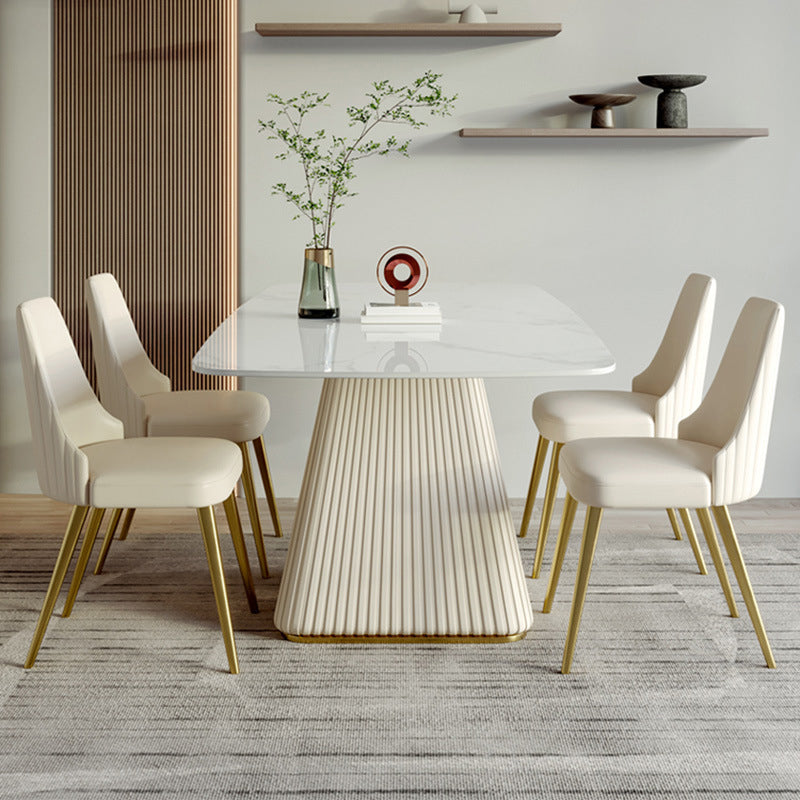 Rectangle Traditional Luxury Dining Table Sintered Stone Table with White Pedestal Base Clearhalo ' dining_table' 'Dining Tables & Seating' 'Dining Tables' 'furn' 'furn_dining_table' 'Furniture' 'furniture_dining_table' 'Kitchen & Dining Furniture' 'kitchen&dining_furn' 'kitchen' 'kitchen_dining_table' 3994520