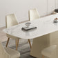 Rectangle Traditional Luxury Dining Table Sintered Stone Table with White Pedestal Base Clearhalo ' dining_table' 'Dining Tables & Seating' 'Dining Tables' 'furn' 'furn_dining_table' 'Furniture' 'furniture_dining_table' 'Kitchen & Dining Furniture' 'kitchen&dining_furn' 'kitchen' 'kitchen_dining_table' 3994523